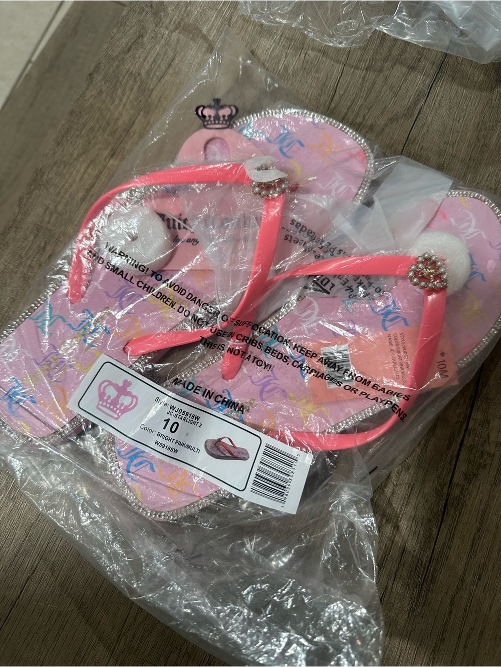 Juicy Couture JC-STARLIGHT 2 Flip Flops Sandals Pink Multi Size 10